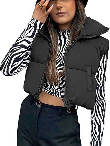 Womens Gilet Jacket Cropped Quilted Zip Up Vest Waistcoat Puffer Padded Winter Wear Bodywarmer Short Coat