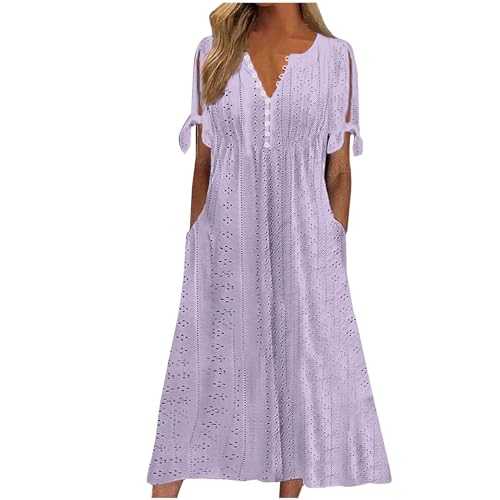 Womens Boho Dresses Vintage Spring Summer Short Sleeve Beach Swing Dress Fashion Ladies Bohemian Floral Print Tunic Dress Loose A Line Dress with Pockets