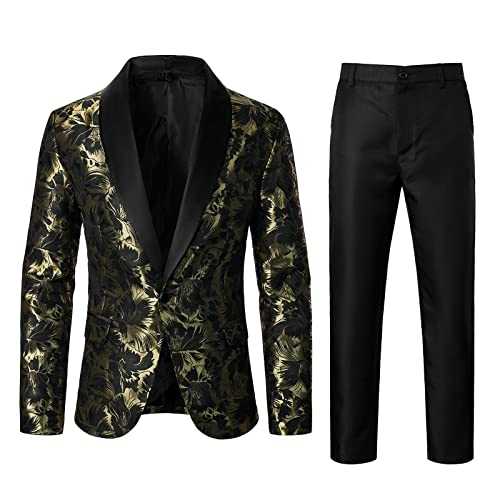 Mens Jacquard Suit - Mens Business Suits 2 Piece Regular Fit Mens Slim Fit Blazer Single Breasted 1 Button Embroidery Suit Jacket Floral Tuxedo Jackets Men'S Tuxedo Jackets Stretch Slim Fit Tuxedo