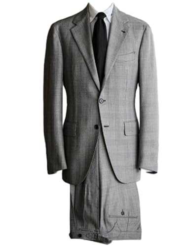 Kromoc Men's Two Pieces Houndstooth Suit Notch Lapel Two Buttons Dinner Leisure Business Jacket Pants