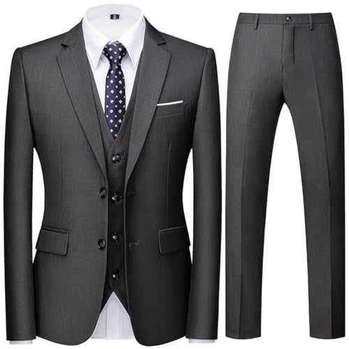 Allthemen Mens Suits 3 Piece Regular Fit Formal Dress Tuxedo Two Buttons Business Suit Jacket Trousers