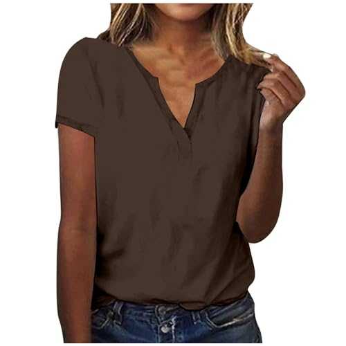 V Neck T Shirts for Women UK Sale Clearance, Ladies Blouses Solid Color Short Sleeve Tunic Tops Summer Lightweight Tee Shirts Casual Comfortable Tshirts Size 8-16