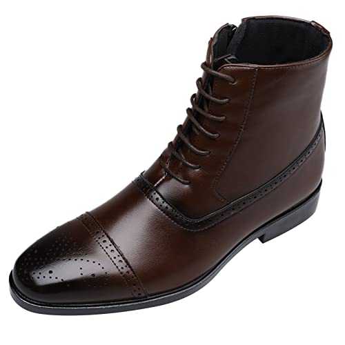 Men's Dress Shoes Loafers, Premium Leather Lace-Up High-Top Ankle Boots, Pointed Toe Oxfords Lace Up Smart Stylish Shoes, Lightweight Formal Business High Shoes, Daily Dance Party Shoes