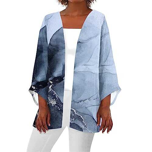 Women's Cardigans Tunic Tops for Women UK Ruffles Sleeve Lightweight Swing T-Shirts Summer Open Front Cardigan Dusters Ladies Beach Blouse