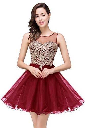 MisShow 2023 Women's Cocktail Dresses Crystals Applique Short Prom Homecoming Dresses