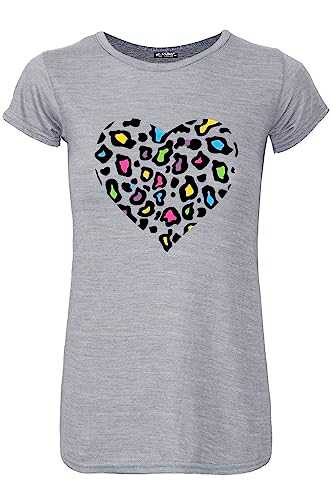 Fashion Star Womens Multicolored Heart Print Round Neck Cap Sleeve Summer T Shirt Top