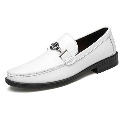 Gosetony Men's Uniform Dress Oxford Loafers Shoes Low-top Flat Slip On Pull on Leather Formal