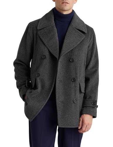 IDEALSANXUN Mens Casual Double Breasted Wool Trench Coat Peacoat Winter Jackets