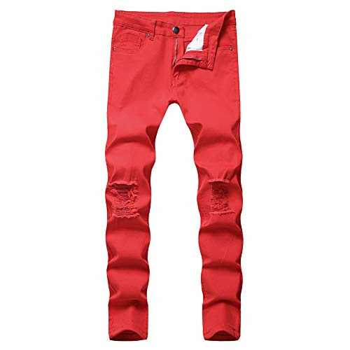 GELing Mens Ripped Slit Knee Jeans Skinny Fit Biker Jeans Casual Super Stretch Denim Trousers Pants