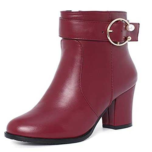 SJJH Casual Women Ankle Boots with Block Heel