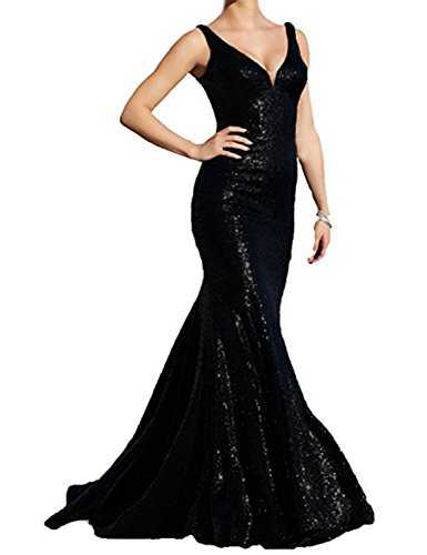 Stillluxury V Neck Sequins Mermaid Bridesmaid Dresses Plus Size Long Prom Gowns for Women Pm18