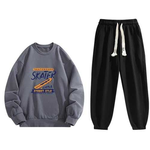 Offers of The Day Boys' Tracksuits Graphic Hoodie Winter Warm Loungewear with Kangaroo Pocket & Drawstring Waist, Plus Sizes S-XXL Men's Tracksuit Bottoms Sports Trousers with Side