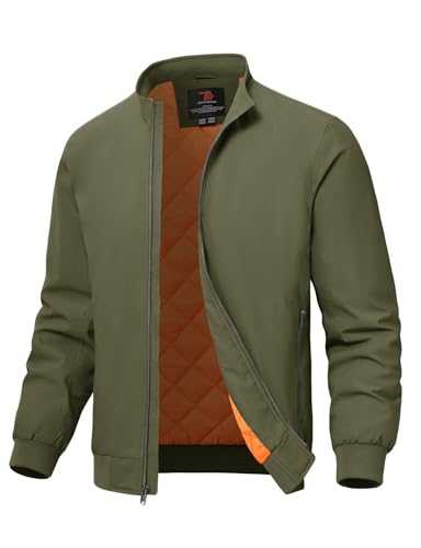 Men's Qulited Bomber Jackets Casual Winter Windbreakers Jacket for Men Fall Padded Full Zip Windproof Work Coats