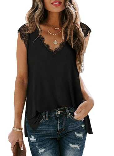 Aokosor Vests for Women V Neck Lace Summer Tops Sleeveless Casual Tank