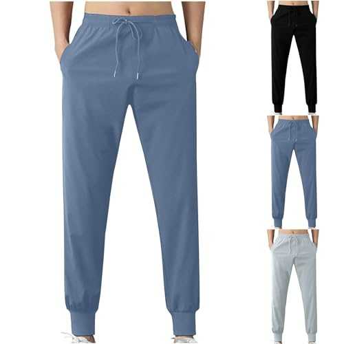 WOXIHUAN Men's Sports Trousers UK Deals Jogging Bottoms Mens Elasticated Waist Pants Solid Color Drawstring Sweatpants Lightweight Breathable Tracksuit Outdoor Beach Pant Casual Activewear