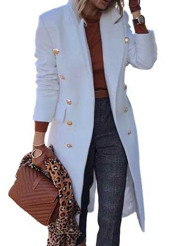 IDEALSANXUN Wool Coats for Women Long Trench Coat Peacoat Fall Fashion Winter Outfits Warm Dress Double Breasted Jackets