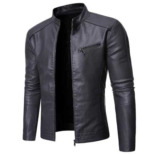 Mens Classic Leather Jacket Casual Motorcycle Style Jackets Winter Zip Up Bomber Biker PU Coat