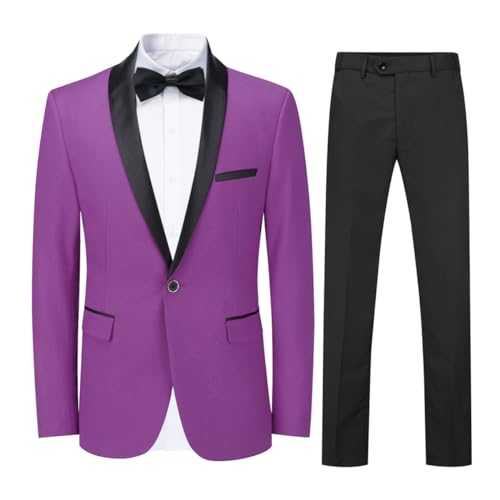 Sliktaa Mens Suits 2 Pieces Slim Fit Wedding Formal Dinner Suit One Button Notched Lapel Tuxedo Blazer Jacket and Trousers