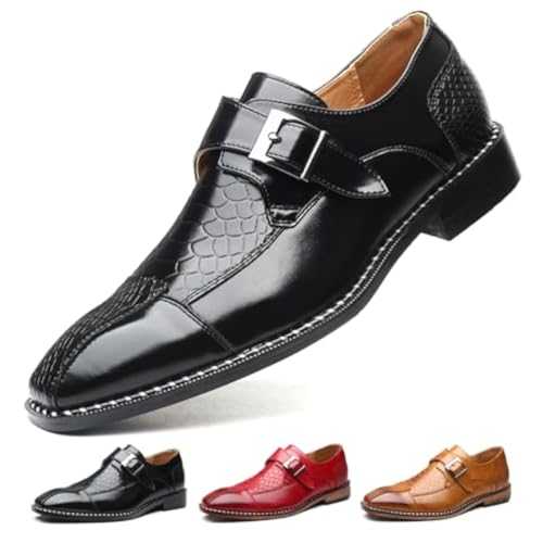 Men's Single Monk Strap Loafers Cap Toe Slip On Comfort Fashion Business Wedding Dress Leather Shoes