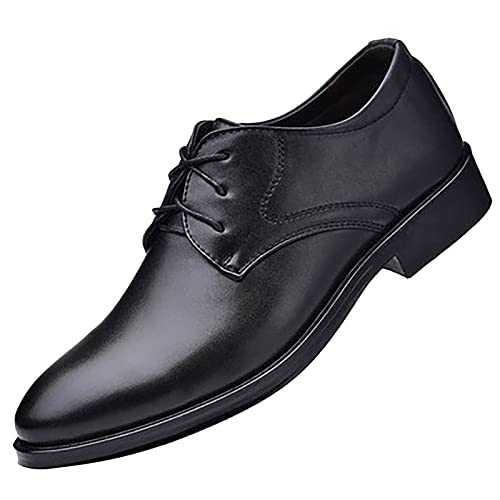 Men's Lace-Ups Classic Lace Up Oxford Shoes Retro Formal Business Leather Shoes Wear-Resistant Driving Walking Mens Shoes Waterproof Pointed Toe Square Root Evening Party Shoes for Men