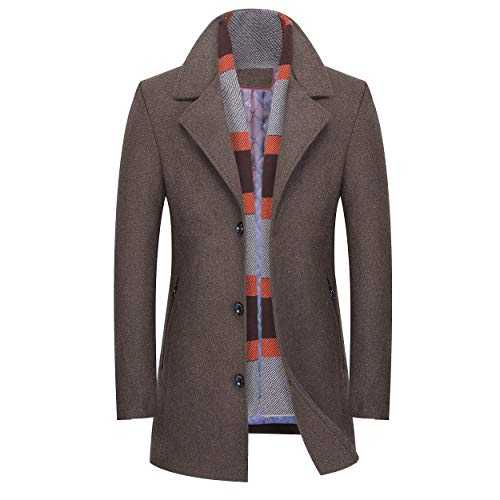 Men's Classical Bussiness Style Single Breasted Plaid Wool Coat #00220237
