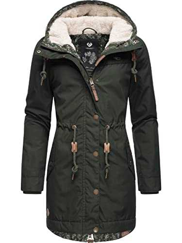 Ragwear YM-Canny Intl Women's Winter Coat Warm Parka Long with Hood XS-6XL, Dark Olive22, L