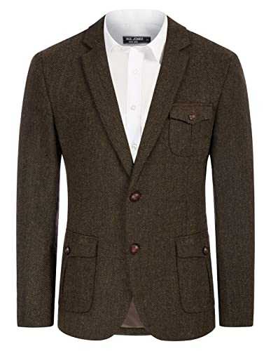 PJ PAUL JONES Mens British Wool Blend Suit Blazer Patchwork Tweed Sport Coats