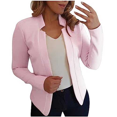 Keepink Womens Long Sleeve Blazer Open Front Cardigan Jacket Plain Casual Suits Jackets Slim Fit Coats Lightweight Fall Outwear Elegant Smart Tops Women Cardigans Shirts UK Sale