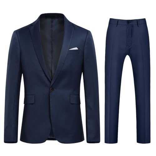 Mens 2 Piece Slim Fit Suit for Wedding Dinner Business Tuxedo Jacket Trousers