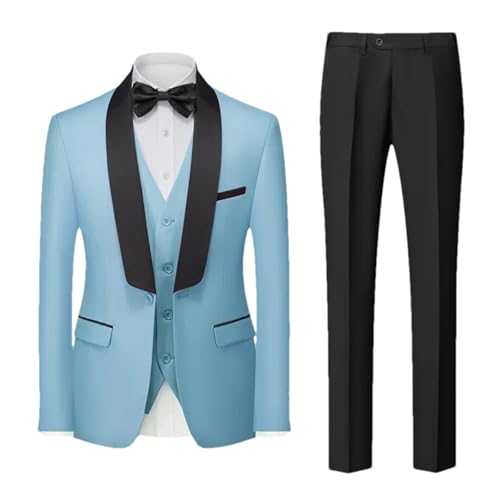 Men's 3-Piece Suit – Wedding Party Dress Jacket Pants and Vest Single Breasted Dress Set