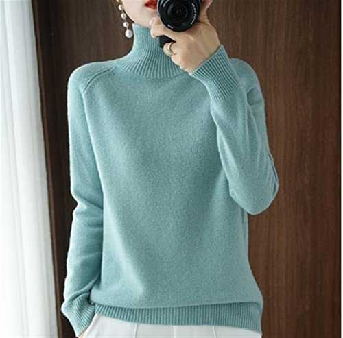 TYLC Womens Turtleneck Sweaters Winter Jumpers Knit Long Sleeve Thick Loose Pullover Casual Tops *# (Color : Bean Green, Size : Medium)