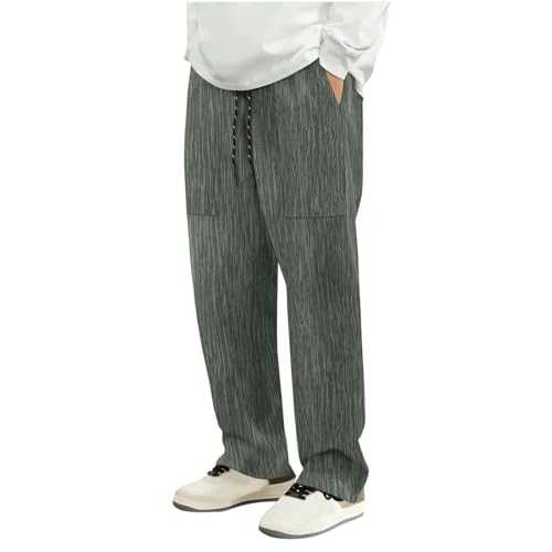 Corduroy Joggers for Men Drawstring Elastic Waist Sweatpants Straight Leg Tracksuit Bottoms for Casual, Hiking, Climbing, Cycling Wrinkle-Resistant Stretch Work Trousers UK Size S-3xl