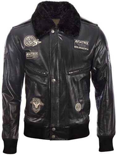 Aviatrix Men’s Genuine Buffalo Leather Pilot Flight Aviator Bomber Jacket (YBOB)
