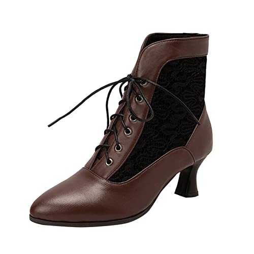 CEWIFO Womens Wide Fit Ankle Boots Slip on Non-Slip Ladies Work Boots Low Block Heel Ankle Boots for Women Winter Boots for Women UK Women Mid Calf Snow Winter Boots