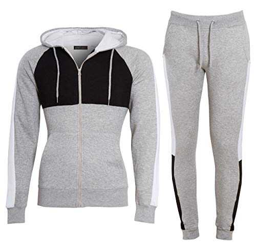 shelikes Mens Tracksuit Set Zip Up Hooded Top & Bottom Trouser Jogger Sweat Suit Set For Casual Exercise Gym Jogging Running Sports