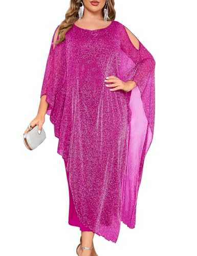 ZOMVA Plus Size Lace Dress 1X-4X Wedding Guest Cocktail V Neck Dress Midi 3/4 Sleeves