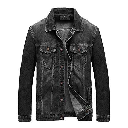 Men's Denim Jacket Classic Ripped Trucker Jean Jacket