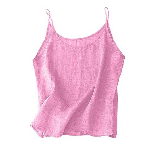 Cotton Linen Camisole Tops for Women Summer Vest Soft Breathable Sleeveless Tank Top Ladies Spaghetti Strap Loose Fit Vests Embroidery Trendy Tops 2025 Casual Vintage Shirt
