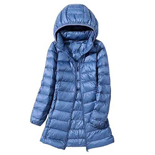 Women's Lightweight Packable Long Puffer Jacket Detachable Hood Quilted Full-Zip Winter Long Coat