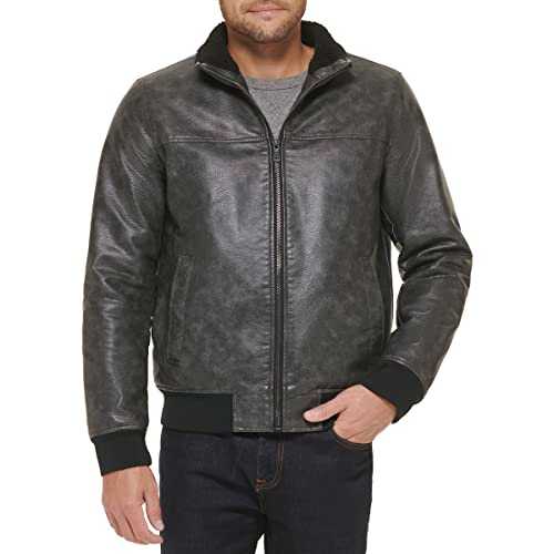 Tommy Hilfiger Men's Faux Leather Bomber Jacket