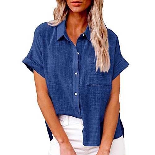 WILLBEST Women V-Neck Roll Up Cuffed Sleeve Button Down Blouses Tops Printed Formal Casual Shirt Tops