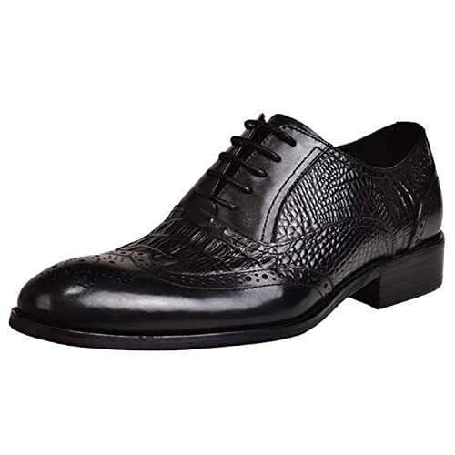 Men's Lace-up Crocodile Leather Shoes Men Loafers Pointed Toe Fashion Dress Oxfords Shoes Breathable Soft Comfortable Moccasins Shoes for Formal Dress Business, Office, Wedding