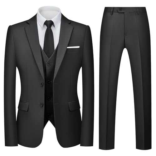 Autsel Men Suits 3 Piece Slim Fit Two Buttons Wedding Formal Tuxedo Blazer Jacket Waistcoat Pants