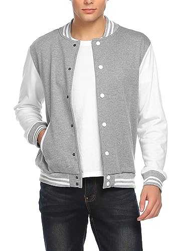 COOFANDY Men's Varsity Jacket Causal Slim Fit Bomber with Pockets Jacket Thin Baseball Jackets Cotton