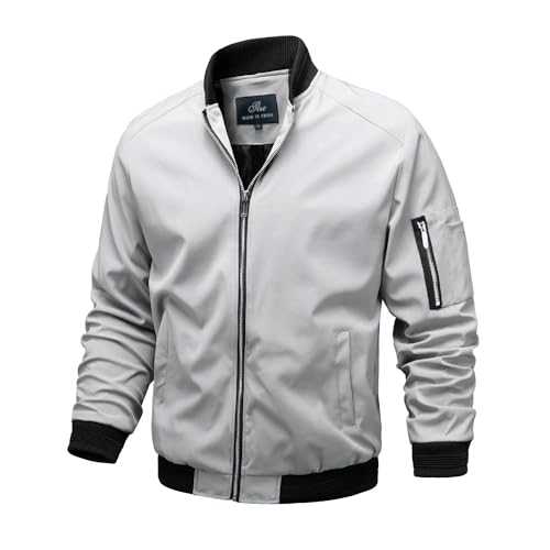 Men's Lightweight Bomber Jacket Windbreaker Slim Fit Active Coat Outerwear