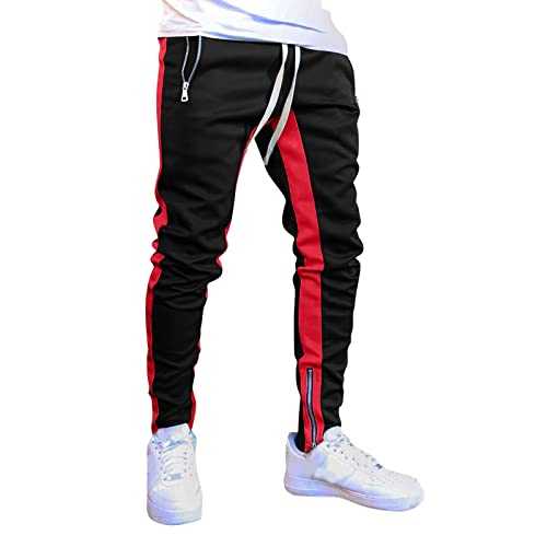 LOIJMK Men's Sports Trousers, Running Trousers, Men's Long, Funky Tracksuit Bottoms, Men's Running Trousers with Zip Pocket, Outdoor Sports Trousers, Men's Jogging Bottoms, Fitness Trousers, Men's Gym