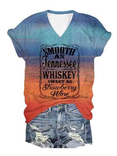 Smooth as Tennessee Whiskey T Shirt Women V-Neck Cap Sleeve Tank Tops Country Music Tees