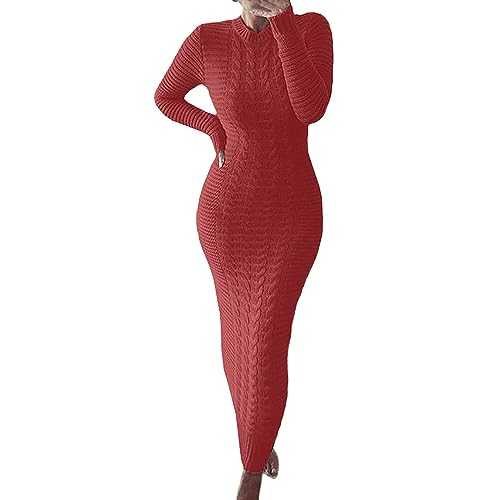 AMDOLE Dressing Gown Sweater Fashion Long Sleeved Woolen Dress Dresses for Women UK