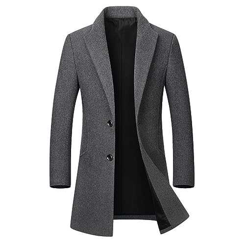 HAOLEI Casual Blazer for Men UK Clearance Regular Fit Formal Business Wedding Tuxedo Jackets Woolen Coat Two Button Suit Winter Long Trench Coat Daily Smart Corduroy Lightweight Blazers