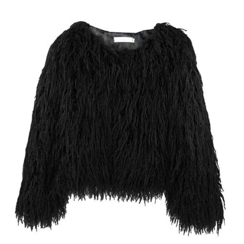 FM2018XSL Women’s Faux Fur Coat Open Front Fashion Cropped Faux Fur Jacket Fall Winter Shaggy Jacket Outerwear